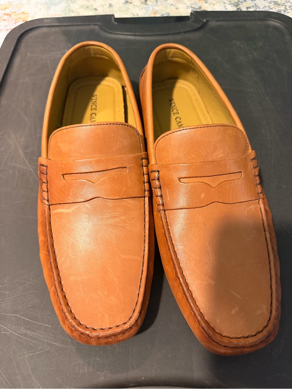 Vince Camuto Tan Leather Penny Loafers